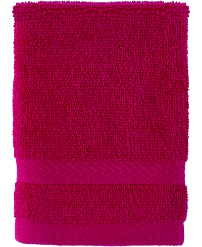 Tommy Hilfiger Modern American Solid Cotton Washcloth, 13" X 13" In Rose