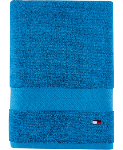 Tommy Hilfiger Modern American Solid Cotton Bath Towel, 30" X 54" Bedding In Swedish Blue
