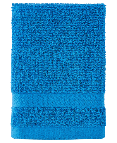 Tommy Hilfiger Modern American Solid Cotton Washcloth, 13" X 13" In Swedish Blue
