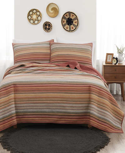 Brooklyn Loom Sunset Stripe Yarn Dye 3 Piece Quilt Set, Full/queen In Multi