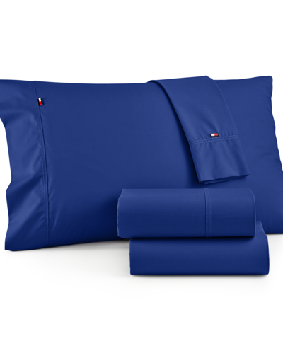 Tommy Hilfiger Solid Core Full Sheet Set Bedding In Dark Blue