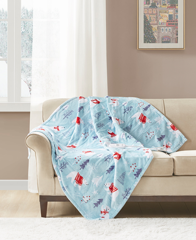 Premier Comfort Novelty Printed Electric Plush Throw, 50" X 60", Created For Macy's Bedding In Cozy Bear