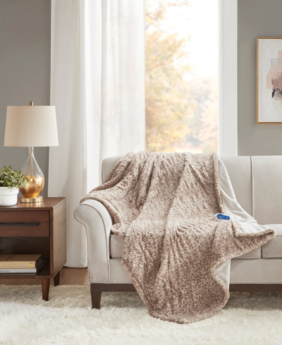 Premier Comfort Electric Faux-fur Throw, Created For Macy's Bedding In Tan Leopard