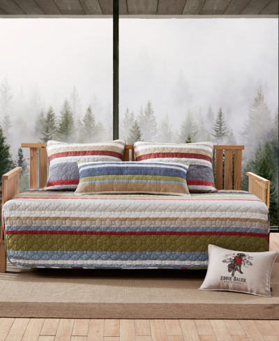 Eddie Bauer Salmon Ladder 4 Piece Daybed Bonus Set Bedding In Red,gray