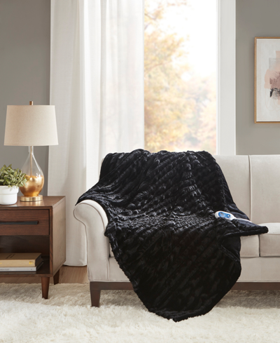 Premier Comfort Electric Faux-fur Throw, Created For Macy's Bedding In Black