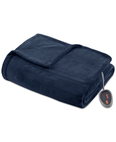Premier Comfort Electric Plush Blanket, Twin, Created For Macy's Bedding In Navy