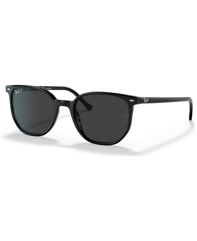 Ray Ban Unisex Elliot 54 Polarized Low Bridge Fit Sunglasses, Rb2197f54-p In Black