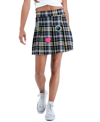 DEREK HEART JUNIORS' PLEATED PLAID SKIRT