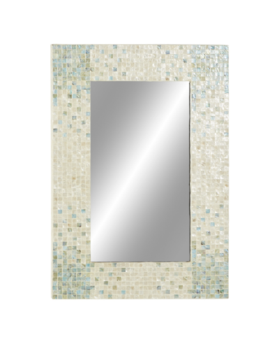 Rosemary Lane Grey Coastal Mother Of Pearl Wall Mirror, 36 X 48 In Light Beige