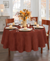 Elrene Elegant Woven Leaves Jacquard Damask Tablecloth, 70" Round In Gold