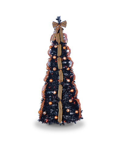 Gerson International 6' Pop-up Pre-lit Halloween Tree With 100 Led Lights In Black