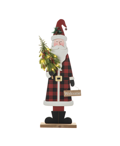 Glitzhome 36" Lighted Wooden Santa Porch Decor In Multi