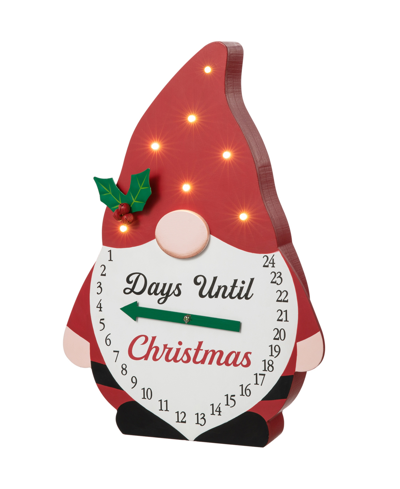 Glitzhome 15" Lighted Wooden Christmas Gnome Countdown Calendar In Multi