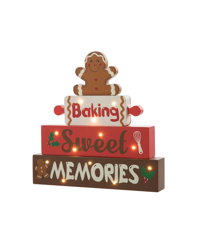 Glitzhome 12" Lighted Wooden Christmas Gingerbread Man Table Decor In Multi
