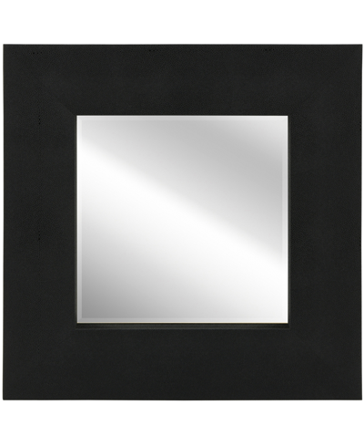 Empire Art Direct Beveled Wall Mirror Metallic Faux Shagreen Leather Framed Leaner, 30" X 30" X 3" In Black