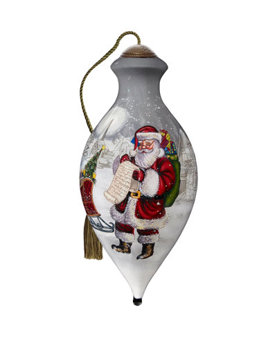 Precious Moments Ne'qwa Art 7221118 Making His List Hand-painted Blown Glass Ornament In Multicolor