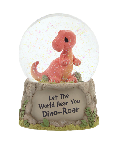 Precious Moments 221108 Let The World Hear You Dino-roar Musical Resin, Glass Snow Globe In Multicolor