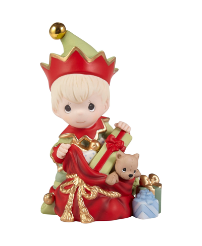 Precious Moments 221013 Fill Your Holidays With Special Surprises Annual Elf Bisque Porcelain Figurine In Multicolor