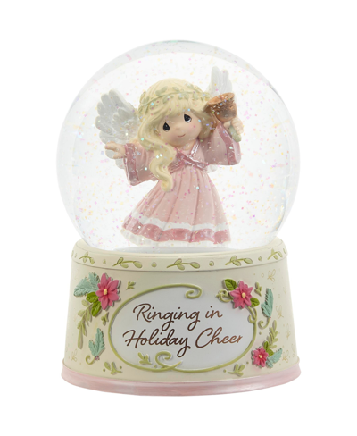 Precious Moments 221104 Ringing In Holiday Cheer Annual Angel Musical Resin, Glass Snow Globe In Multicolor