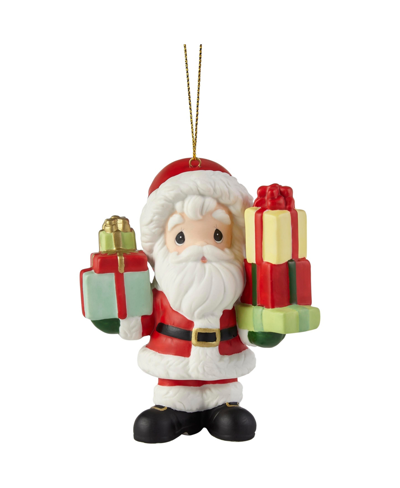 Precious Moments 221012 Loaded Up With Christmas Cheer Annual Santa Bisque Porcelain Ornament In Multicolor