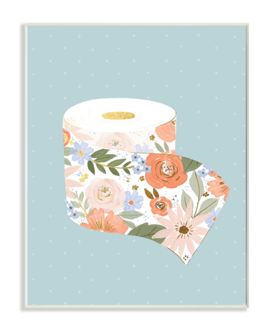 Stupell Industries Spring Floral Print Toilet Paper Over Blue Art, 13" X 19" In Multi-color