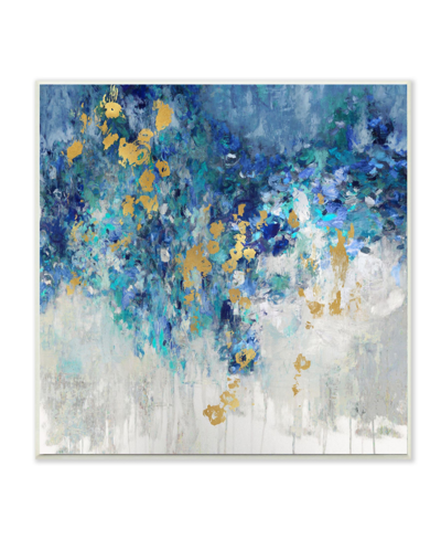 Stupell Industries Abstract Blue Gold-tone Paint Design Art, 12" X 12" In Multi-color