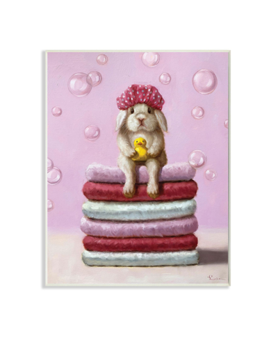 Stupell Industries Cute Baby Rabbit On Bath Towels Soap Bubbles Art, 13" X 19" In Multi-color
