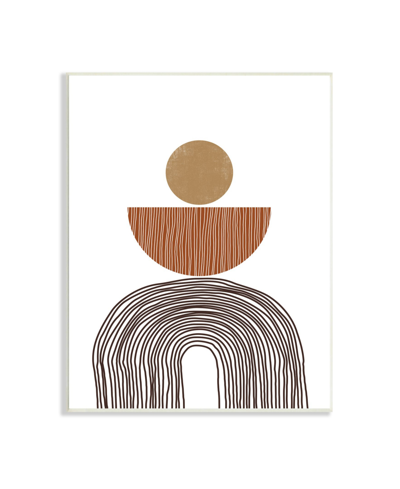 Stupell Industries Boho Shapes Stacked Abstract Round Curves Brown White Art, 10" X 15" In Multi-color