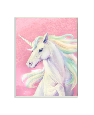 Stupell Industries Pink Unicorn Portrait Playful Rainbow Hair Art, 13" X 19" In Multi-color