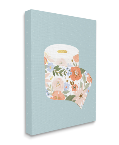 Stupell Industries Spring Floral Print Toilet Paper Over Blue Art, 24" X 30" In Multi-color