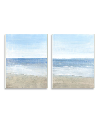 Stupell Industries Coastal Seafoam Beach Waves Soft Tide Landscape Art, Set Of 2, 10" X 15" In Multi-color