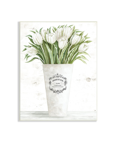 Stupell Industries White Tulip Bouquet In Parisian Vase Floral Arrangement Wall Plaque Art, 13" X 19" In Multi-color