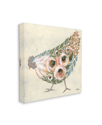 Stupell Industries Vintage-like Farm Chicken Pink Floral Body Art, 17" X 17" In Multi-color