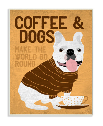 Stupell Industries Coffee And Dogs Phrase French Bulldog Cafe Pet Art, 13" X 19" In Multi-color