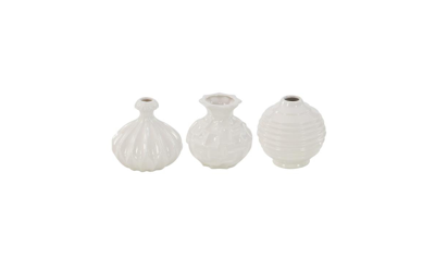 Rosemary Lane Ceramic Modern 3 Piece Vase Set In White