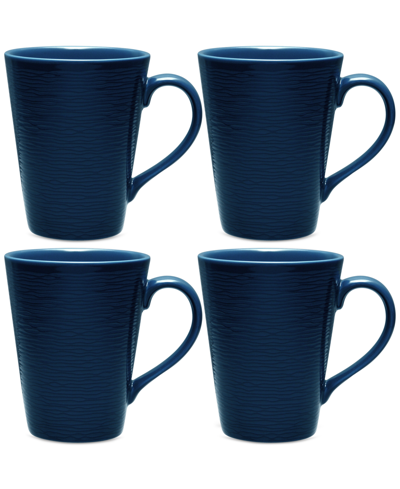 Noritake Swirl Mugs, Set Of 4 In Navy