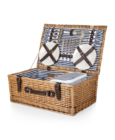 Picnic Time Belmont Picnic Basket In Navy And White Stripe