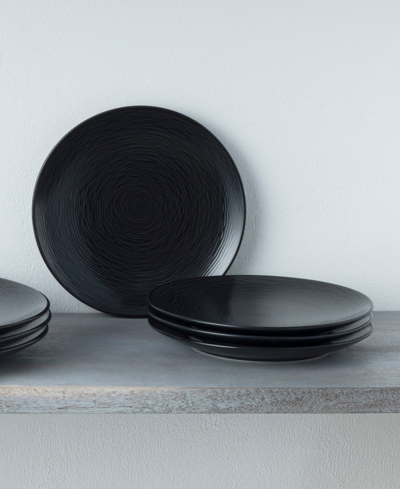 Noritake Swirl Coupe Salad Plates, Set Of 4 In Black
