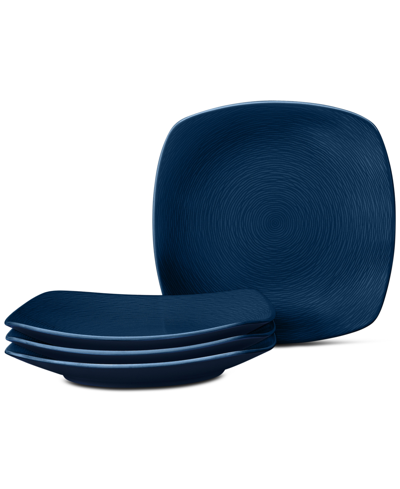 Noritake Swirl Square Salad Plates, Set Of 4 In Navy