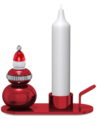 Swarovski Holiday Cheers Santa Claus Candle Holder In Red