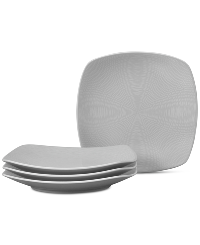 Noritake Swirl Square Salad Plates, Set Of 4 In Grey
