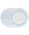 Noritake Hammock Stripes Rim Salad Plates, Set Of 4 In Blue