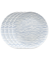 Noritake Hammock Stripes Coupe Dinner Plates, Set Of 4 In Blue