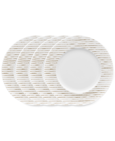 Noritake Hammock Stripes Rim Salad Plates, Set Of 4 In Beige