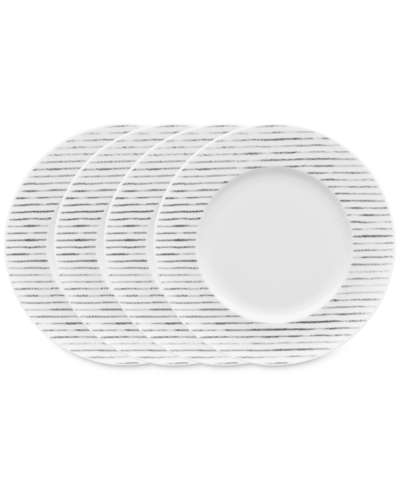 Noritake Hammock Stripes Rim Salad Plates, Set Of 4 In Grey