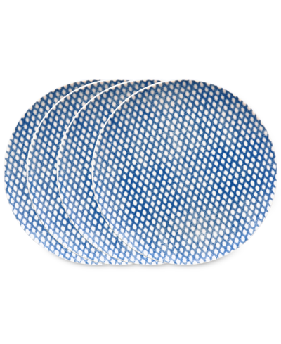 Noritake Hammock Dots Coupe Salad Plates, Set Of 4 In Blue