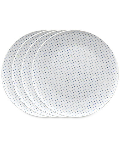 Noritake Hammock Dots Coupe Dinner Plates, Set Of 4 In Blue