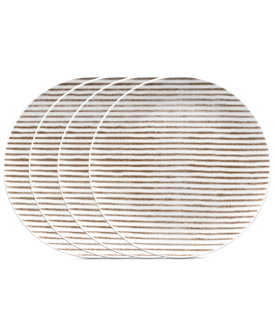 Noritake Hammock Stripes Coupe Salad Plates, Set Of 4 In Beige