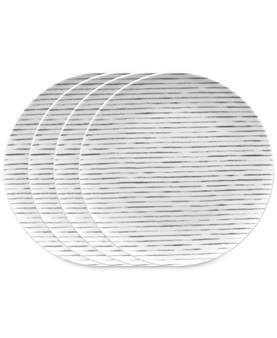 Noritake Hammock Stripes Coupe Dinner Plates, Set Of 4 In Grey
