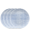 Noritake Hammock Stripes Coupe Salad Plates, Set Of 4 In Blue